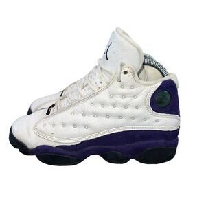 Air Jordan 13 Retro Lakers GS Youth Basketball Shoes White Black Purple Size 5Y